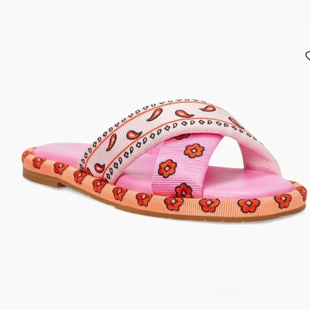 Kate Spade New York Rio Bandana Patchwork Slides Persimmon - Picture 14 of 16